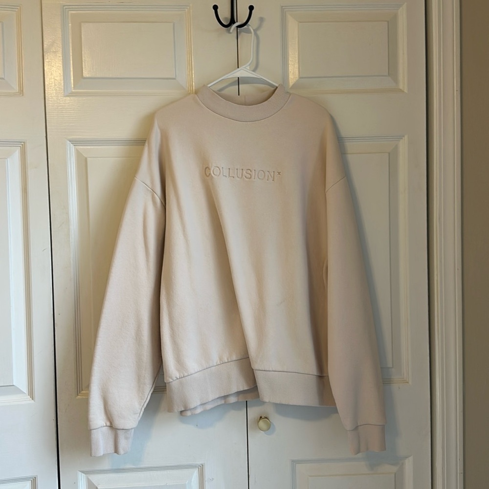 Collusion Mock Neck Cream Sweatshirt